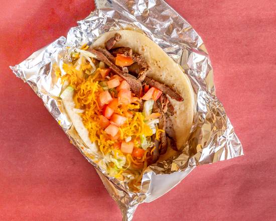 San Antonio Taco Co. signature dishes Beef TacoChicken TacoChili Con QuesoFajita Steak Taco